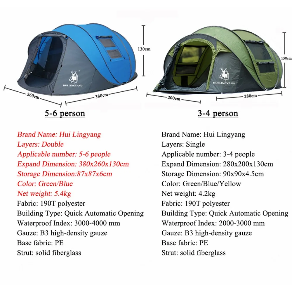 HUI LINGYANG T 5-6 Person Family Tent