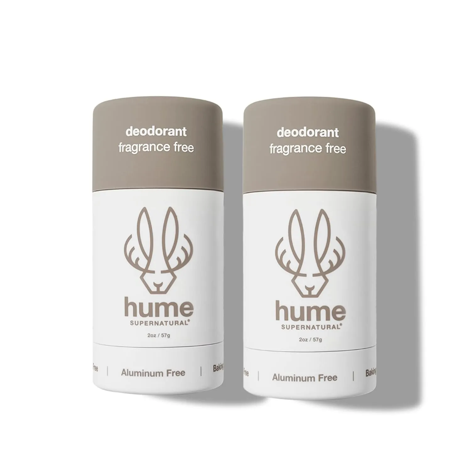 Hume Supernatural Aluminum Free Deodorant for Women & Men - Safe for Sensitive Skin - Probiotic, and Plant-Based - Long-Lasting Moisture Absorbing - Clean and Effective - Fragrance Free, 2-Pack