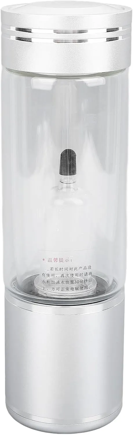 Hydrogen Water Generator, 350 Ml of Dual Modes Spe Technology 3 in 1 2500ppb Inhalation of Portable Hydrogen Water Bottle with Nasal Cannula to Travel (Silver)