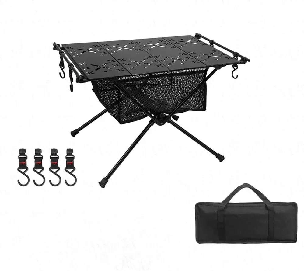 IGT Table Portable Aluminum Alloy Folding Table Multifunction Ultra Barbecue Camping Table Hiking Roll-Up Desk with Storage Bag for BBQ Picnic Hiking Riding