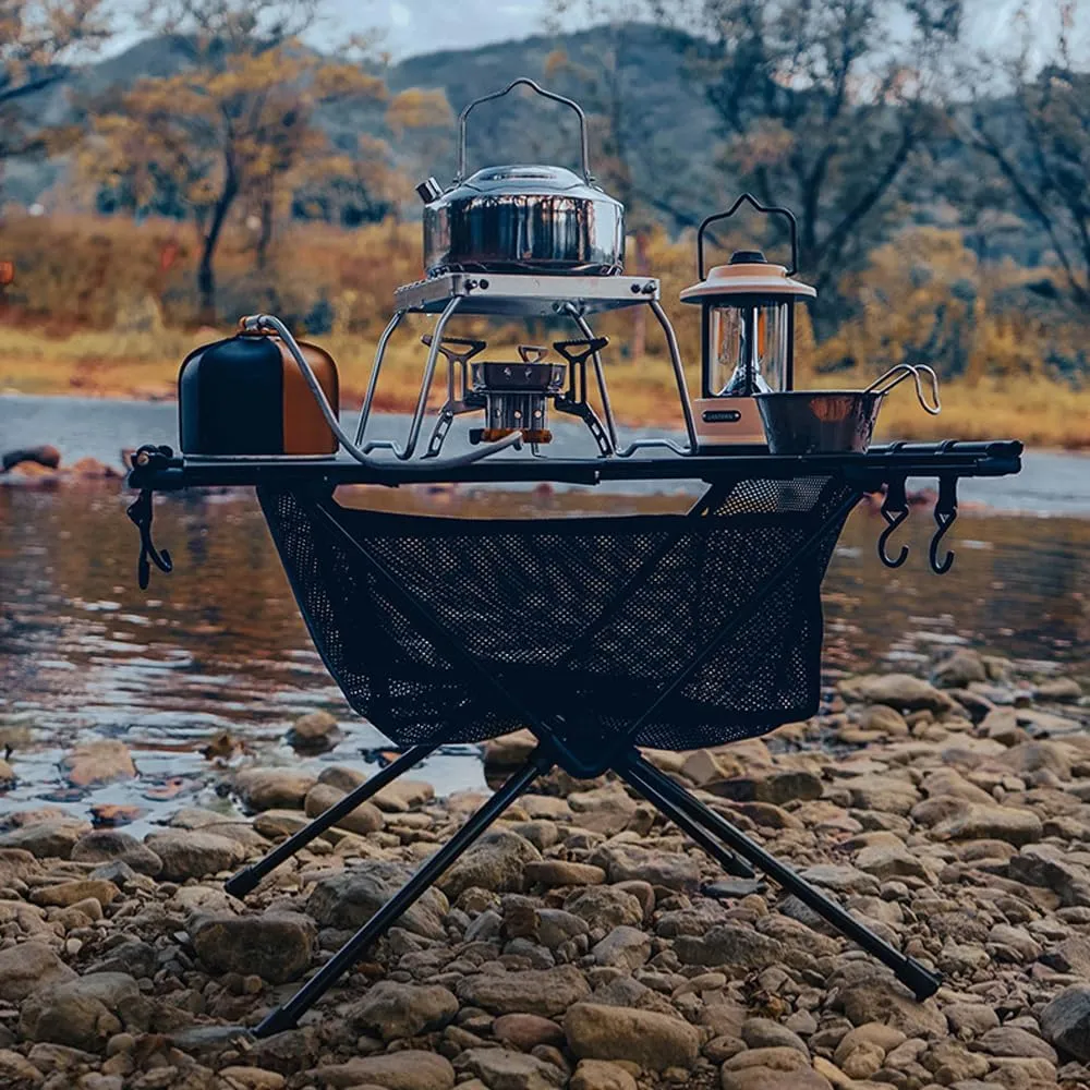 IGT Table Portable Aluminum Alloy Folding Table Multifunction Ultra Barbecue Camping Table Hiking Roll-Up Desk with Storage Bag for BBQ Picnic Hiking Riding