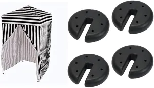 Impact 4'x4' Pop up Changing Dressing Room, Black and White & Quik Shade Set of 4 Heavy Duty Weight Plates for Securing Instant and Pop-Up Canopies and Tents