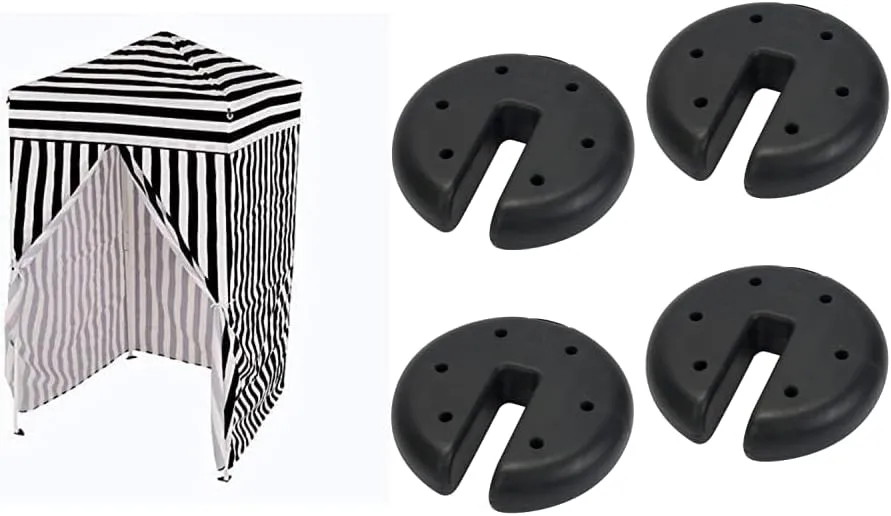 Impact 4'x4' Pop up Changing Dressing Room, Black and White & Quik Shade Set of 4 Heavy Duty Weight Plates for Securing Instant and Pop-Up Canopies and Tents