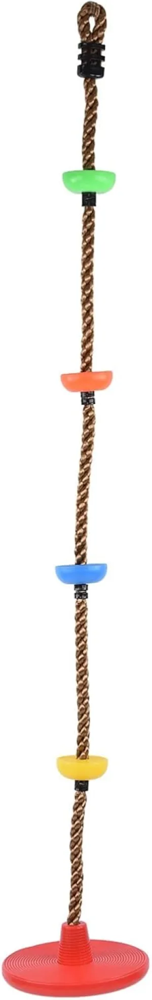 Indoor Outdoor Disc Swing Seat with Climbing Rope - Colorful High Strength for Kids Children