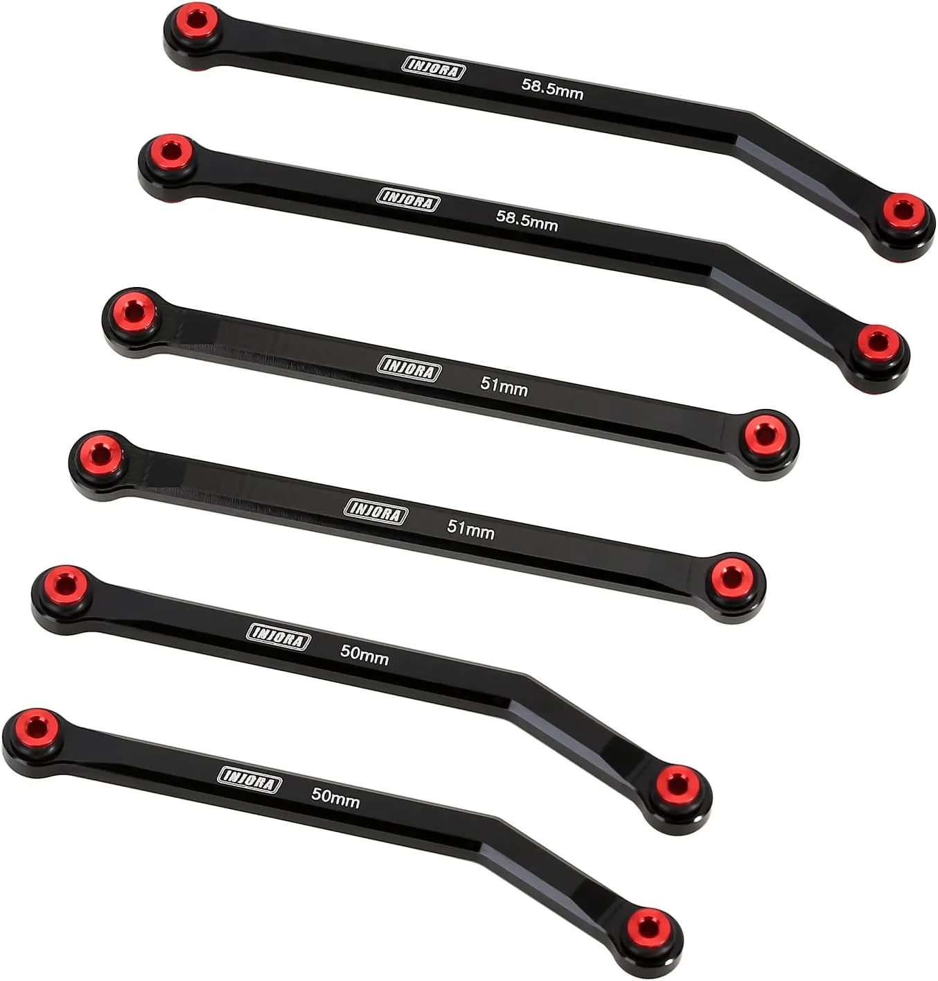 INJORA High Clearance Chassis Links Set for SCX24 C10 JLU Bronco Base Camp Axial 1/24 RC Crawler Car（Black）