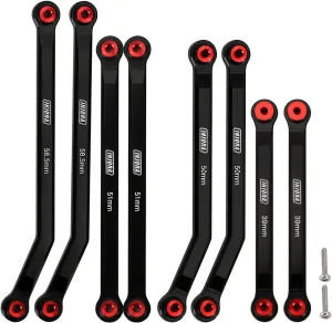 INJORA High Clearance Front 4 Links Set for SCX24 C10 JLU Bronco Base Camp Axial 1/24 RC Crawler Car, 8PCS（Black）