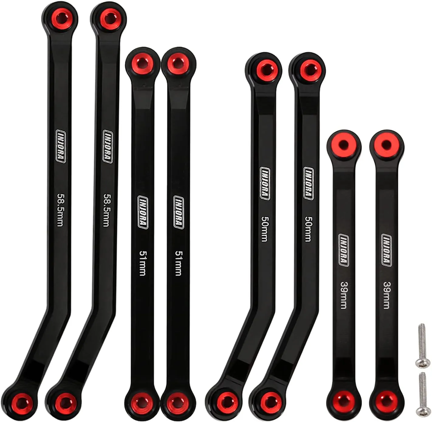 INJORA High Clearance Front 4 Links Set for SCX24 C10 JLU Bronco Base Camp Axial 1/24 RC Crawler Car, 8PCS（Black）