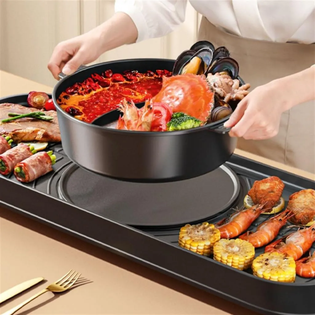 Instant Boiled Barbecue Electric Hot Pot Smokeless Electric Oven Double-flavor Hot Pot