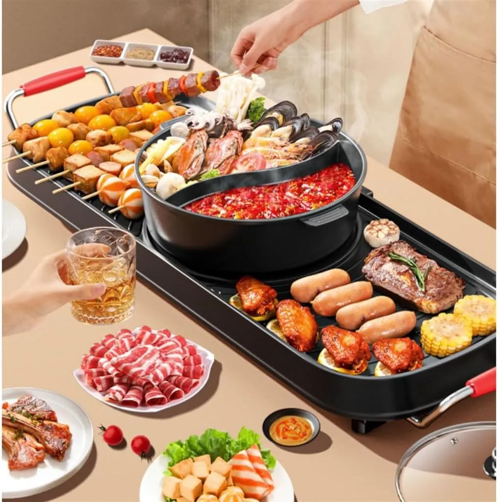 Instant Boiled Barbecue Electric Hot Pot Smokeless Electric Oven Double-flavor Hot Pot