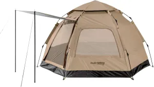 Instant Camping Tent for 4 Person,2 Mesh Windows & 2 Doors,Hexagonal Design,Easy Set Up pop up Tent with Vestibule & Rainfly, Ideal for Family Camp, Outdoor Activity