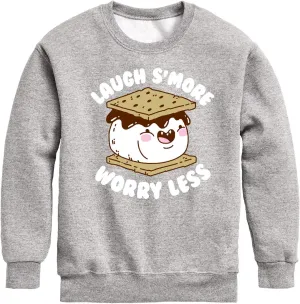 Instant Message - Camping - Laugh S'More, Worry Less - Toddler & Youth Crewneck Fleece Sweatshirt