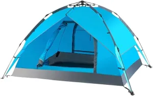 Instant Pop Up Dome Family Tent with Awning and Mat - Windproof, Warm, Perfect for Fishing, Camping, Hiking - Outdoor Tent for 4-5 People, Metal Frame - Spacious and Comfortable