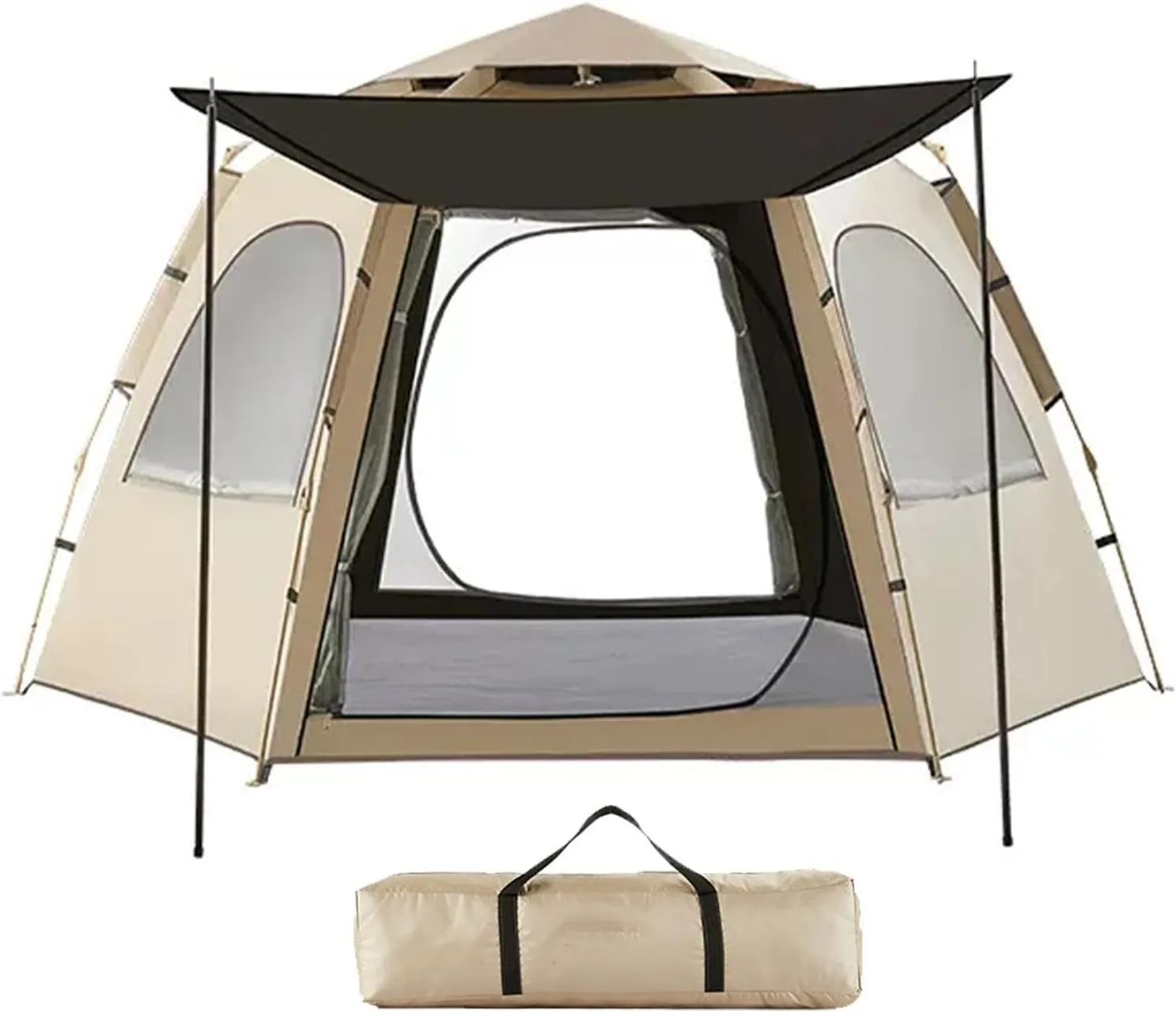Instant Pop Up Tents for Camping, Portable Weather Resistant Camping Hub Tent, Automatic Dome Tent with 2 Door 3 Mesh, Family Tent for Hiking Backpacking Camping Tent