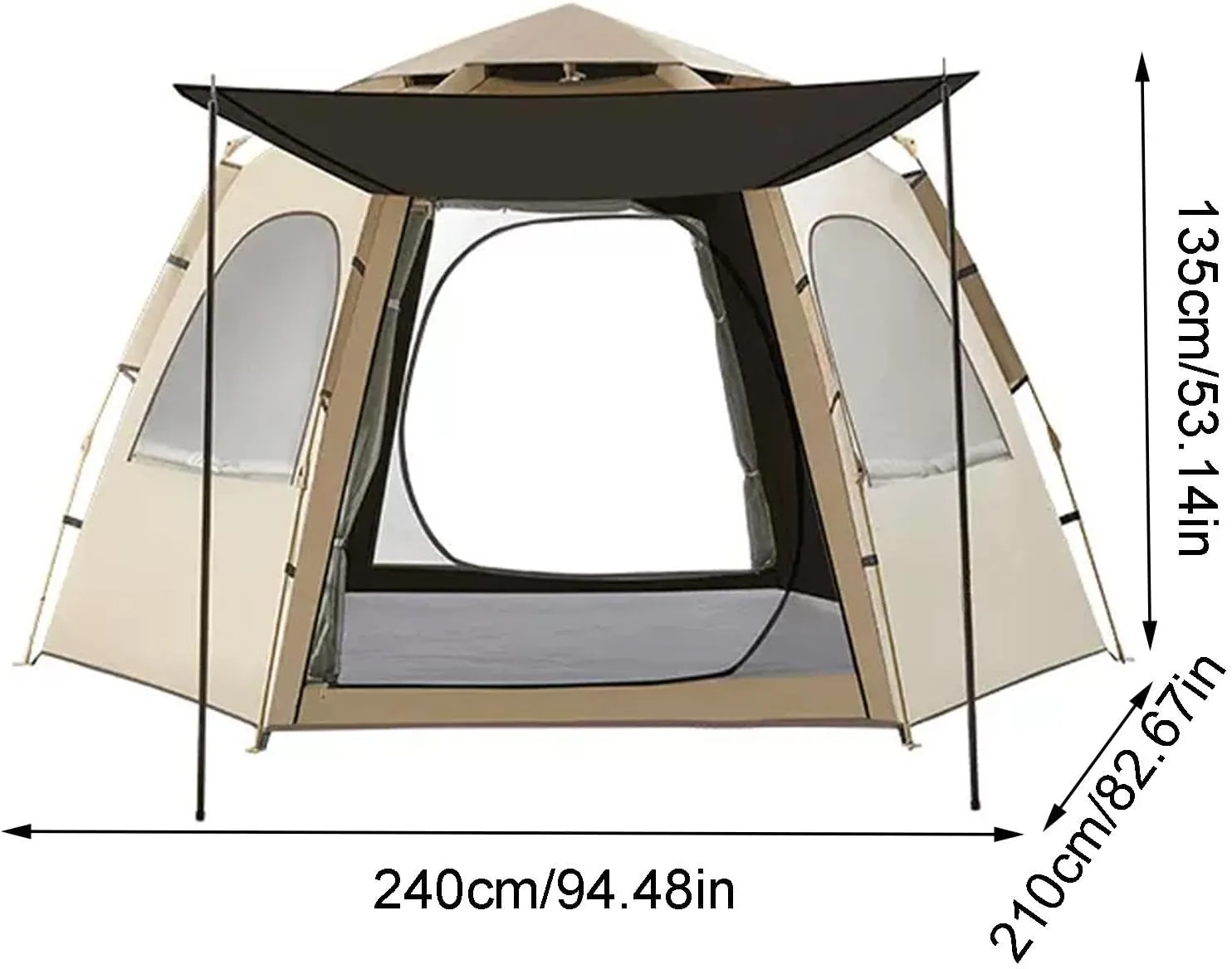 Instant Pop Up Tents for Camping, Portable Weather Resistant Camping Hub Tent, Automatic Dome Tent with 2 Door 3 Mesh, Family Tent for Hiking Backpacking Camping Tent