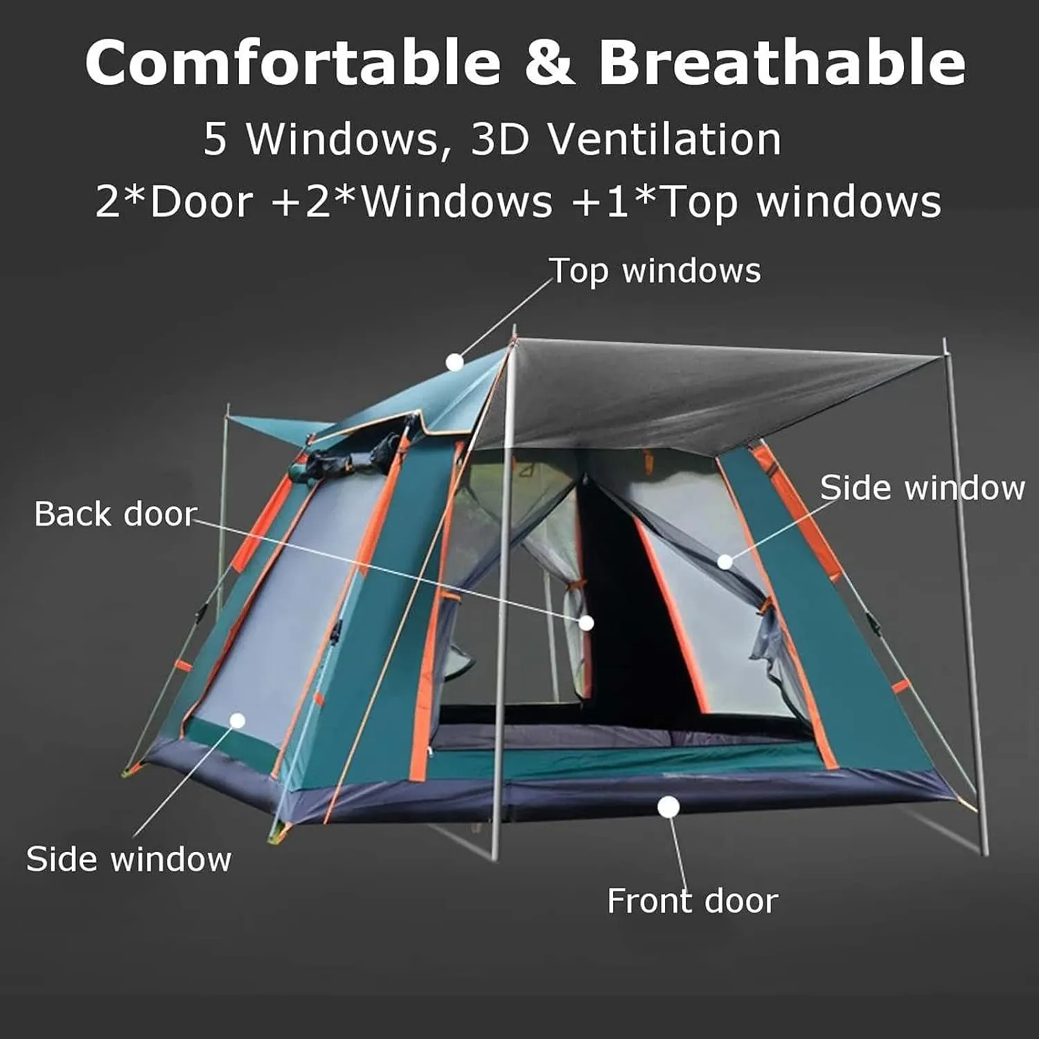 Instant Pop-Up Waterproof Camping Tent for 4-5 People