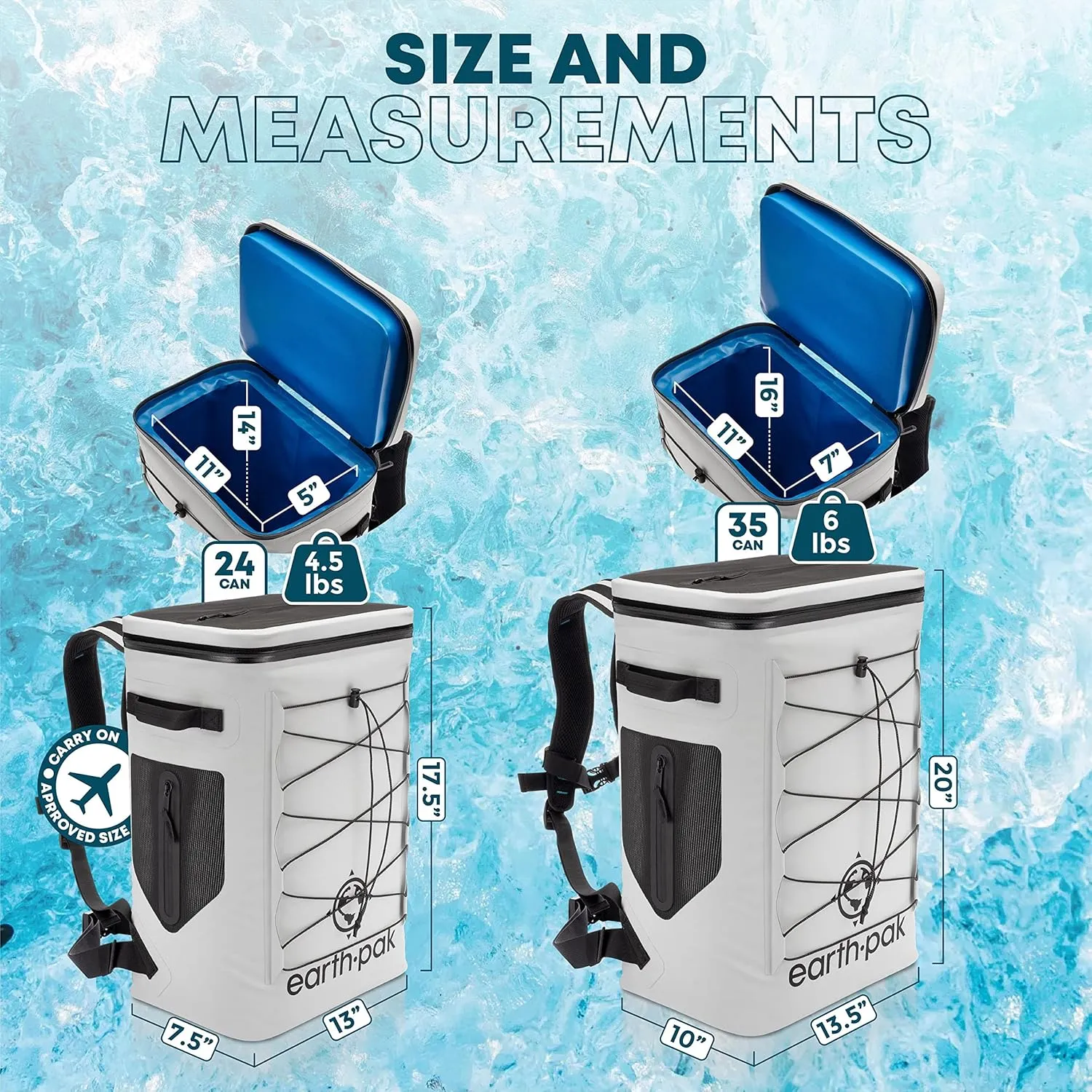 Insulated Backpack Cooler Holds 24 or 35 Cans for 72 Hours - Perfect Lunch or Drink Bag for Camping, Hiking, Fishing, Kayaking, Sports, or Beach - 100% Waterproof Heavy Duty Construction by Earth Pak