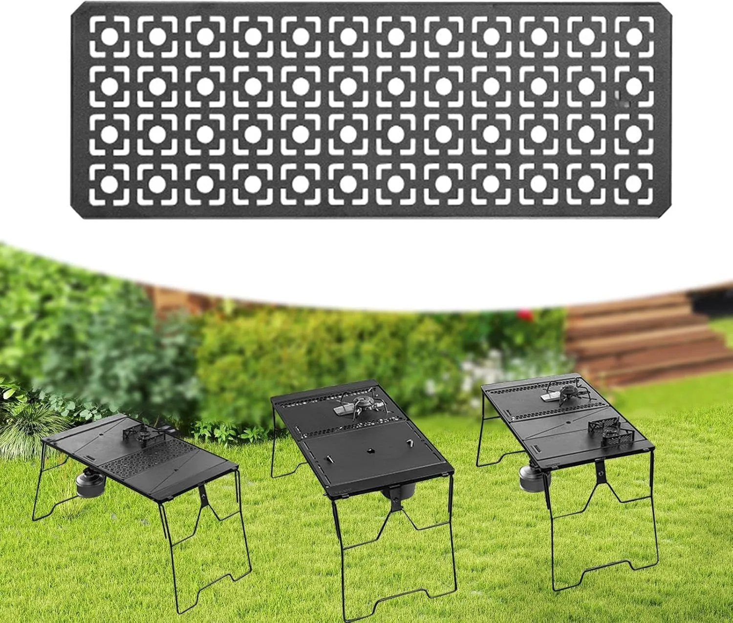 Iron Grilling Table Top Board Connecting Board Camping Gear Easy to Install Lightweight Versatile Use Sturdy Camping Table Plate, Style D