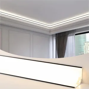 JARBIH 10PACK Led Aluminum Profile for Ceiling Wall Decoration, 1M/3.3ft 6cmx6cm Top Corner Strip Line Luminous Ceiling Free Lamp Internal Channel Linear for Living Room Home(Black)