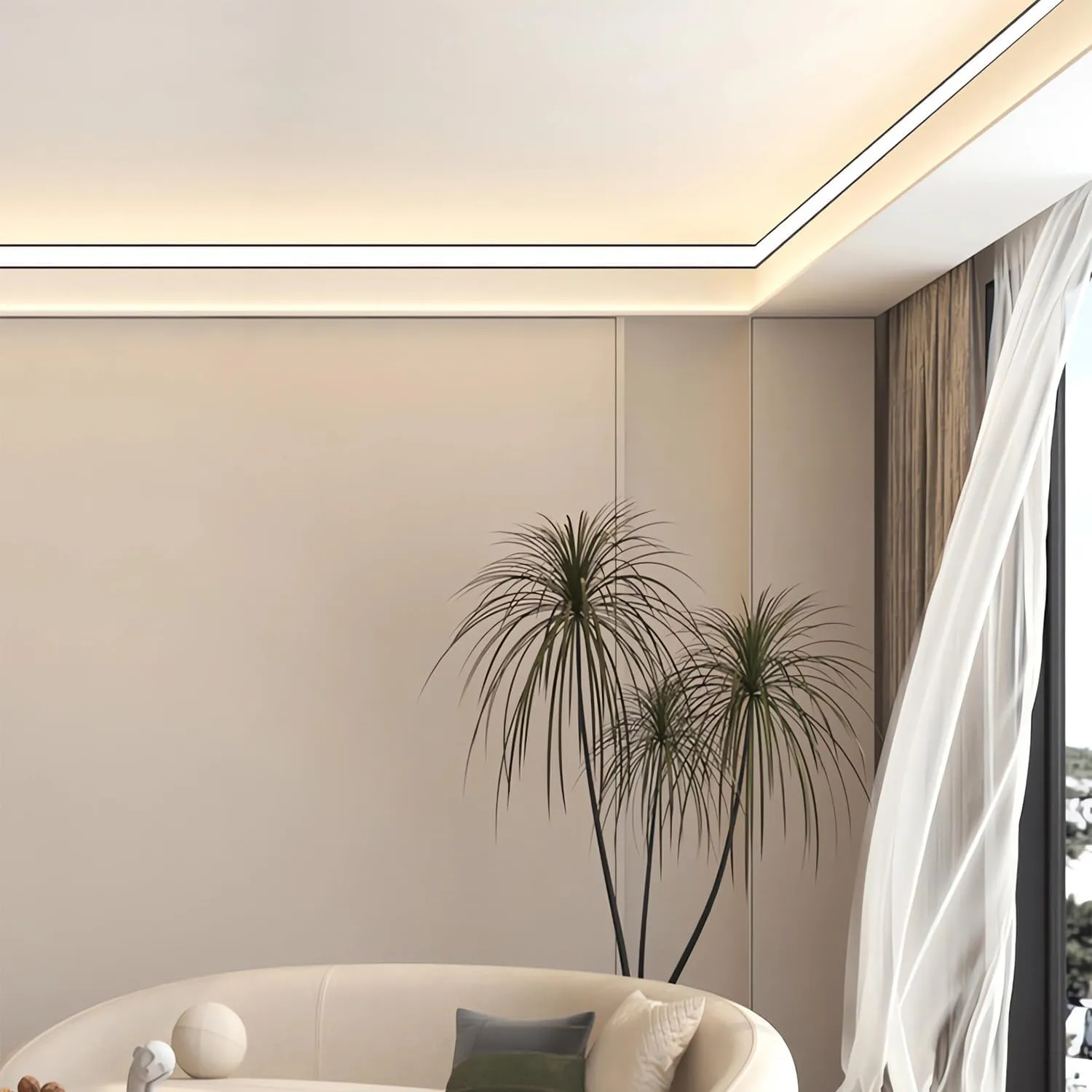 JARBIH 10PACK Led Aluminum Profile for Ceiling Wall Decoration, 1M/3.3ft 6cmx6cm Top Corner Strip Line Luminous Ceiling Free Lamp Internal Channel Linear for Living Room Home(White)