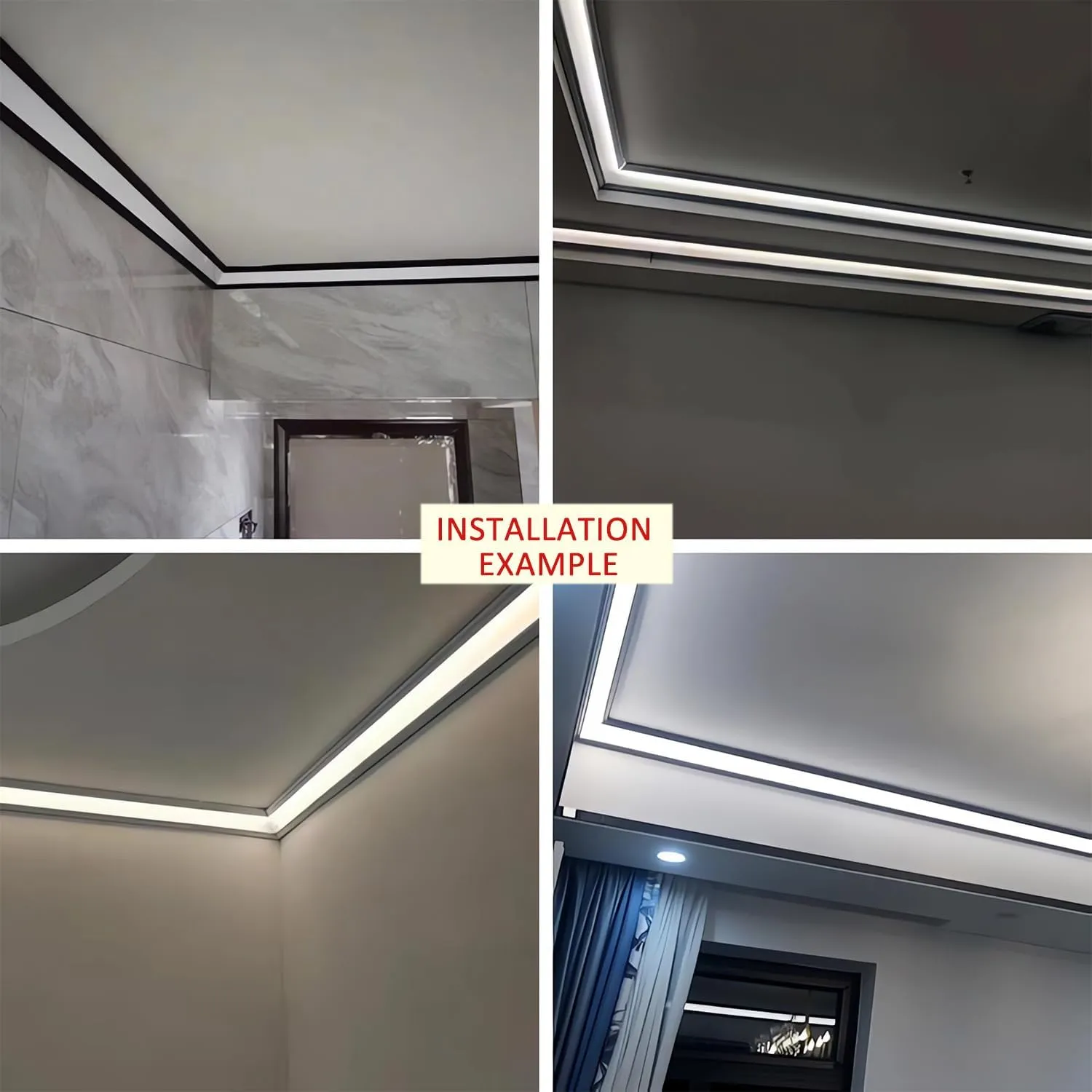 JARBIH 10PACK Led Aluminum Profile for Ceiling Wall Decoration, 1M/3.3ft 6cmx6cm Top Corner Strip Line Luminous Ceiling Free Lamp Internal Channel Linear for Living Room Home(White)