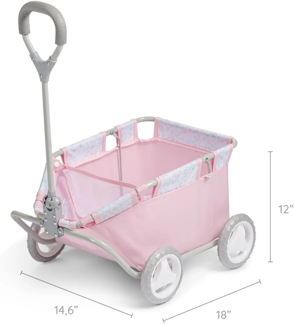 JC Toys - for Keeps Playtime | Deluxe Folding Pull Along | Royal Pink Collection | for Dolls up to 20" | Ages 3 