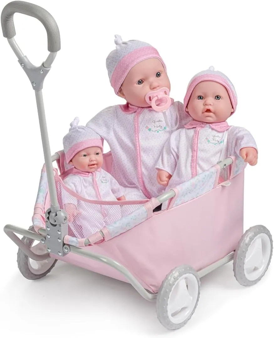 JC Toys - for Keeps Playtime | Deluxe Folding Pull Along | Royal Pink Collection | for Dolls up to 20" | Ages 3 