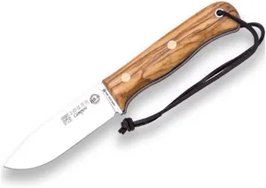 Joker CO118 Campero Knife, Olive Wood Handle, Blade 4.13 inches of Böhler K720 Carbon Steel, Brown Leather Sheath, Tool for Fishing, Hunting, Camping and Hiking