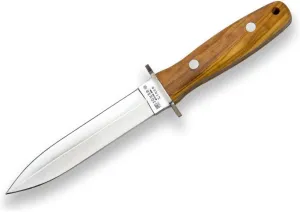 Joker Full Tang Mount Knife Lince CO43, 5,9 inches MOVA Blade, Olive Wood Handle, with Leather Sheath, Fishing Tool, Hunting, Camping and Hiking