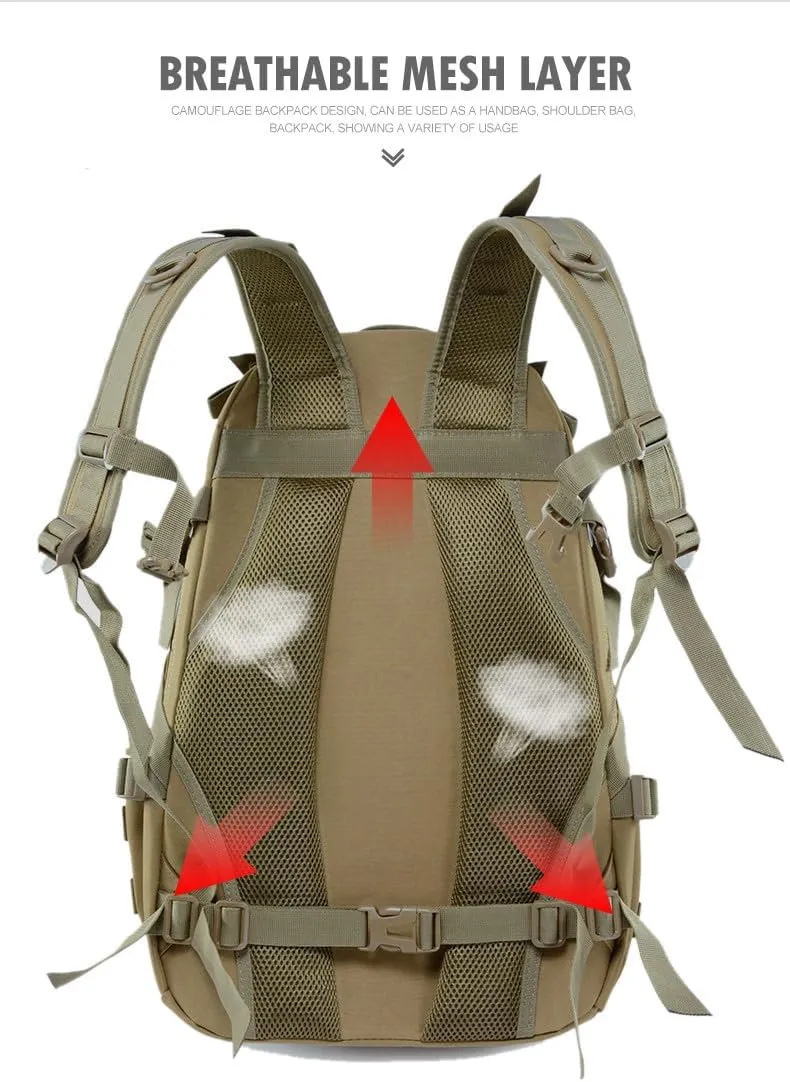 Jungle Leopard 40L Tactical Backpack Men Camping Hiking Bag Reflective Travel Survival MOLLE Climbing Rucksack(ACU)