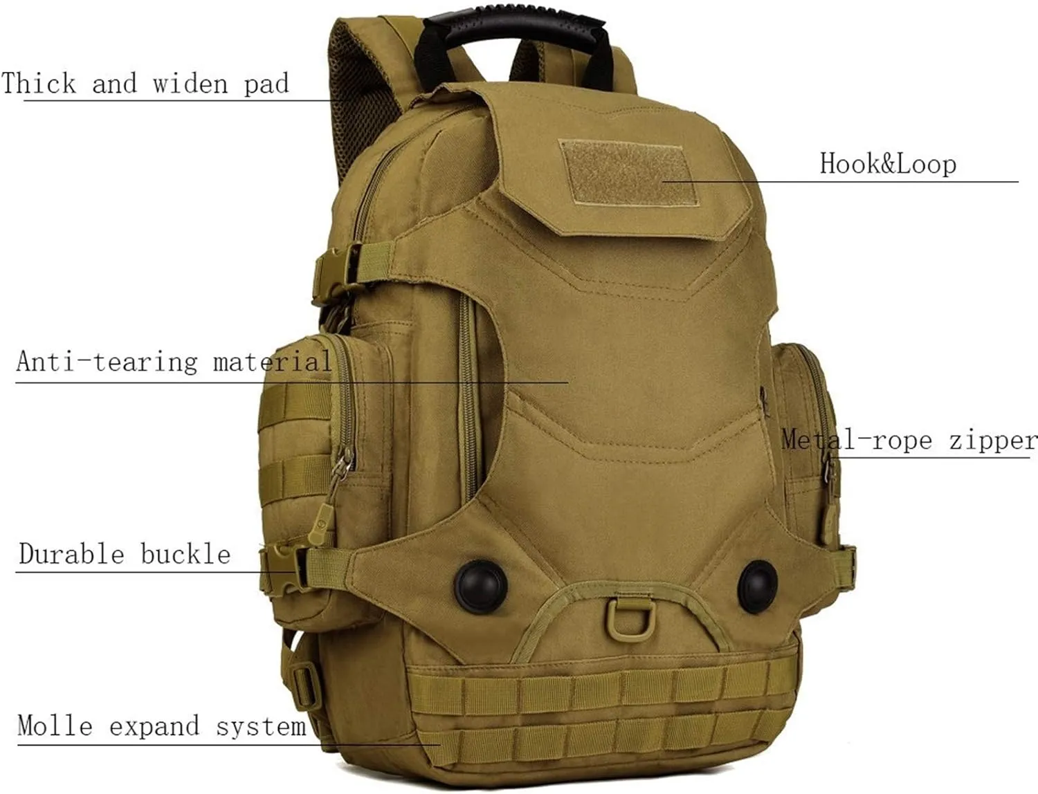Jungle Leopard 40L Travel Rucksack Tsctical Backpack Army Molle Outdoor Sport Bag Men Camping Hiking Military (Color : S427-40L-T)