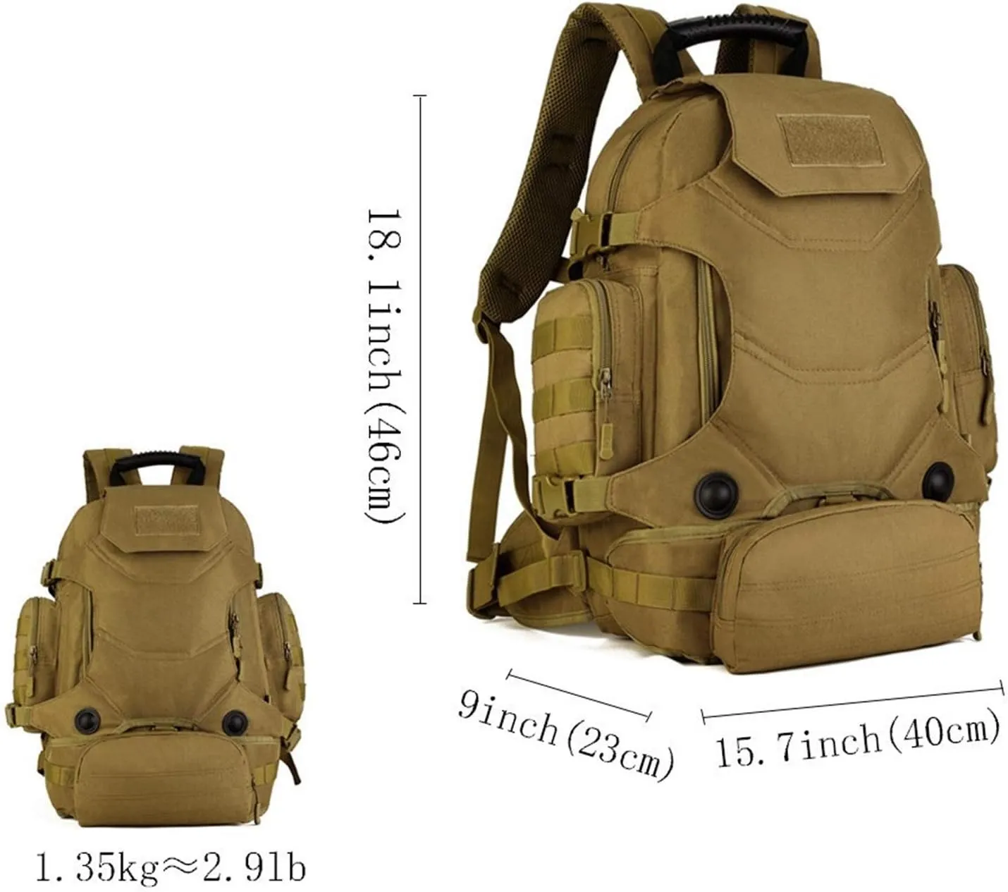 Jungle Leopard 40L Travel Rucksack Tsctical Backpack Army Molle Outdoor Sport Bag Men Camping Hiking Military (Color : S427-40L-T)