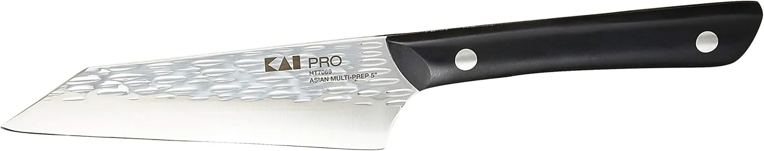 Kai PRO 5" Asian Multi Prep Knife, Hand Sharpened Japanese Boning, Trimming and Utility Knife, Japanese AUS6M Stainless Steel Blade, Full-Tang POM Handle, NSF Certified