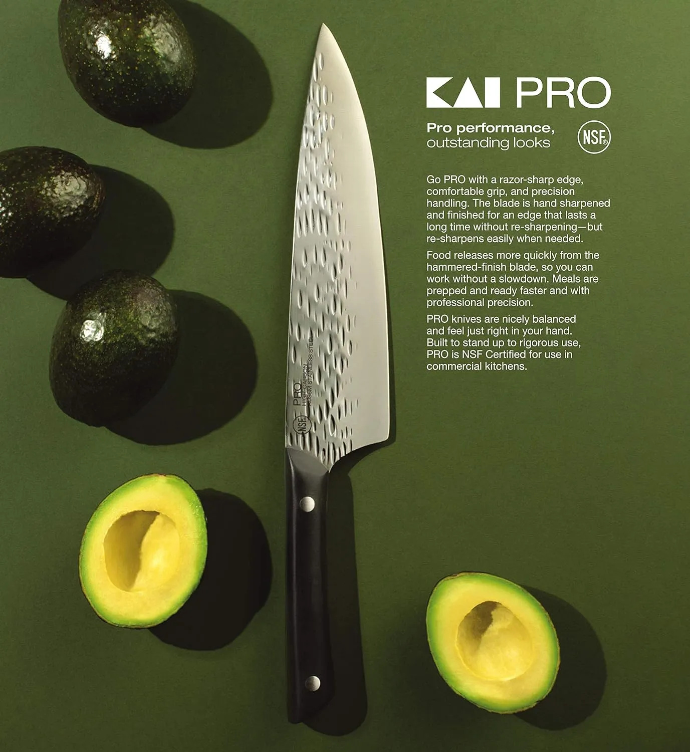 Kai PRO 5" Asian Multi Prep Knife, Hand Sharpened Japanese Boning, Trimming and Utility Knife, Japanese AUS6M Stainless Steel Blade, Full-Tang POM Handle, NSF Certified