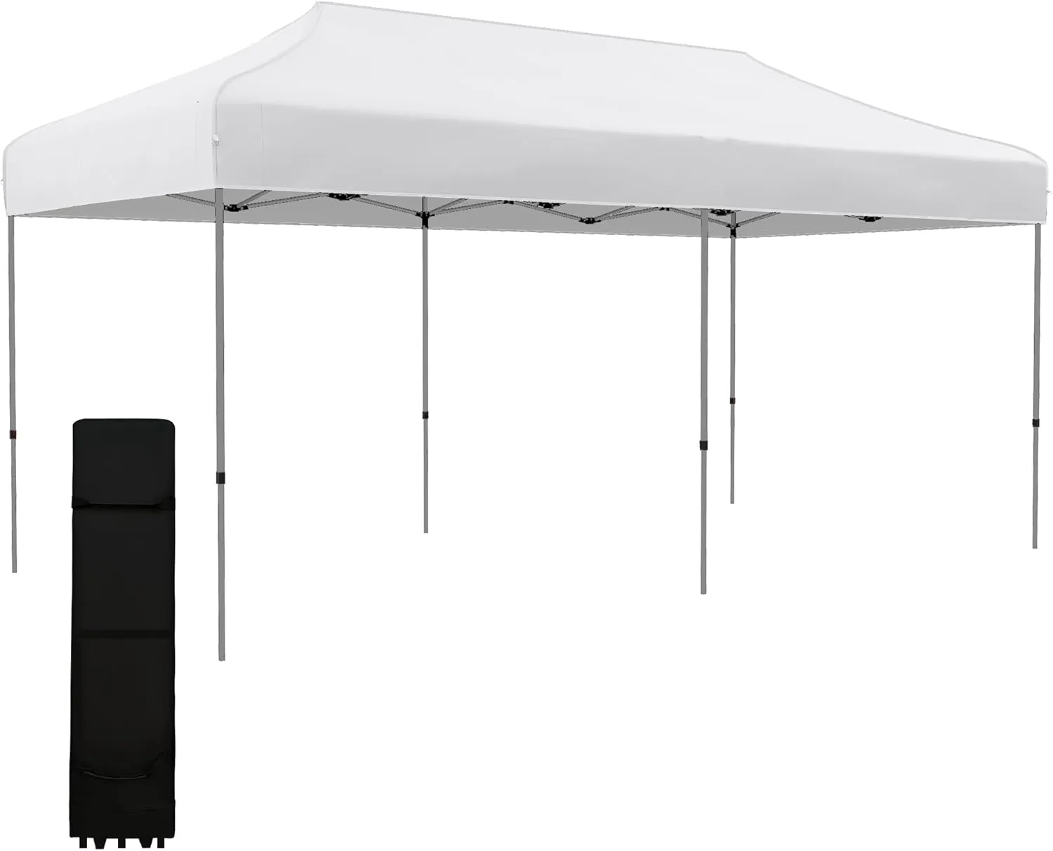 Kaimei 10' x 20' Instant Canopy Tent, Adjustable Height Sunshade Shelter with Wheeled Bag for Parties, Camping, Picnics, Outdoor Events - White