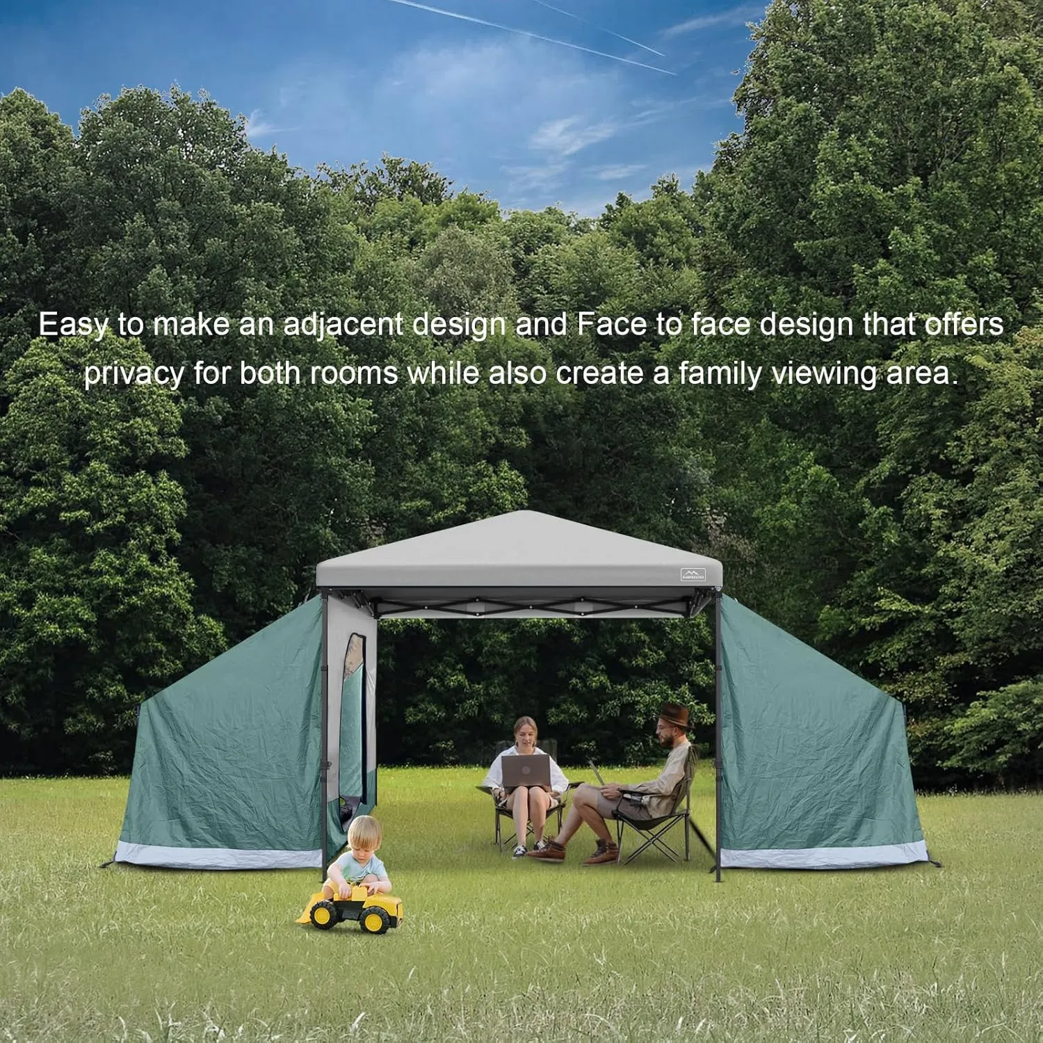 KAMPKEEPER Side Tent,Camping Tent for 10' x 10' Pop Up Canopy, Easy Set Up Gazebo,Compatible with 10' Wide Canopy Tents (Green)
