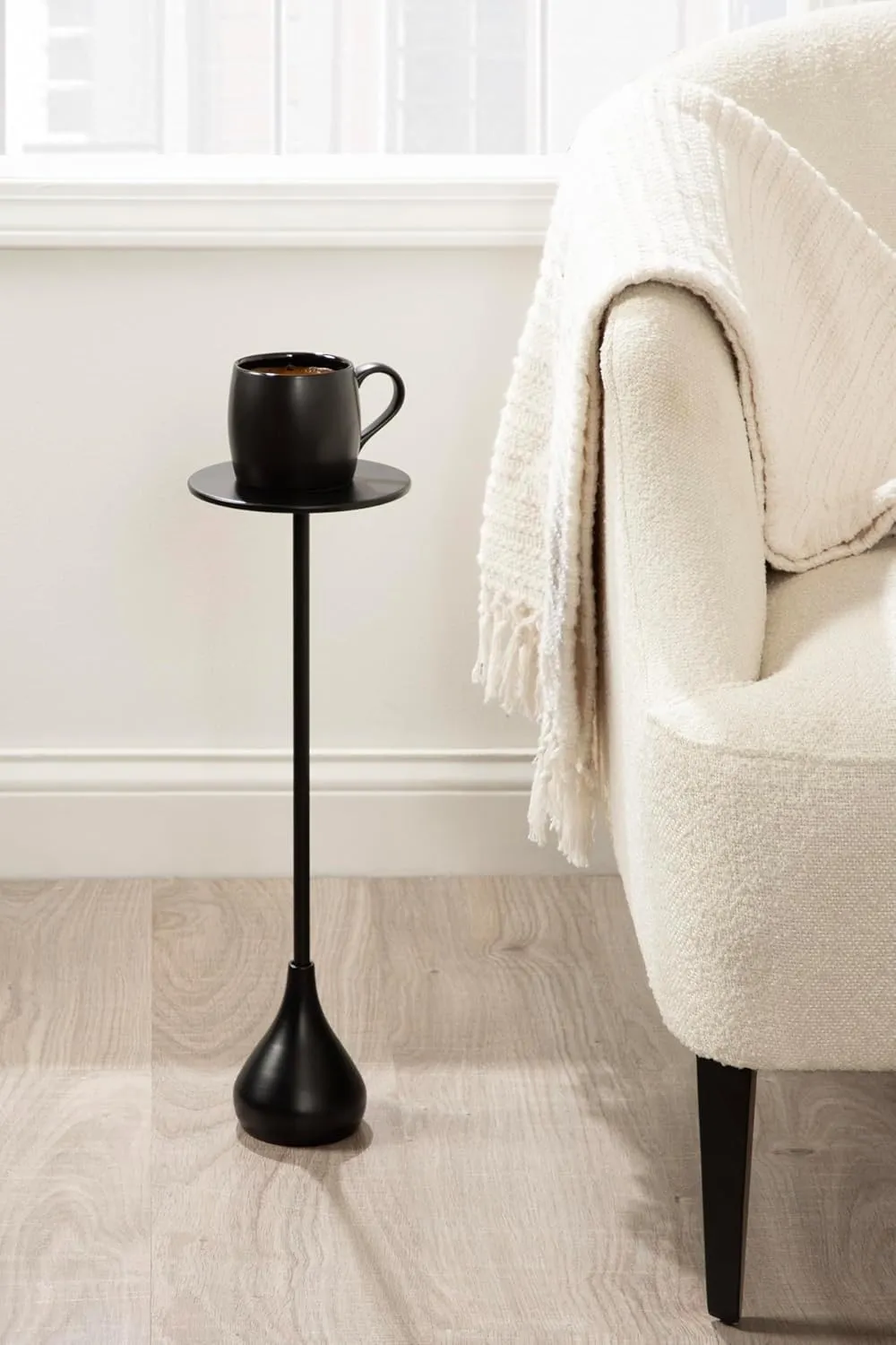 Kate and Laurel Hersi Decorative Modern Pedestal Drink Table, 7 x 7 x 20, Gold, Cast Aluminum Mini Table with Teardrop Base for Use as Small Plant Stand or Living Room Martini Table