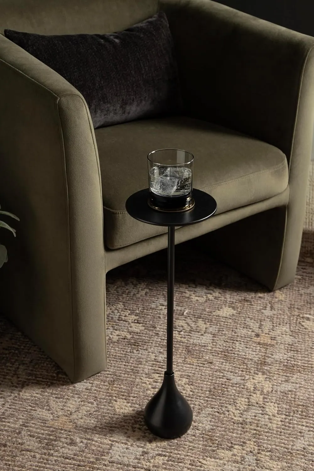 Kate and Laurel Hersi Decorative Modern Pedestal Drink Table, 7 x 7 x 20, Gold, Cast Aluminum Mini Table with Teardrop Base for Use as Small Plant Stand or Living Room Martini Table