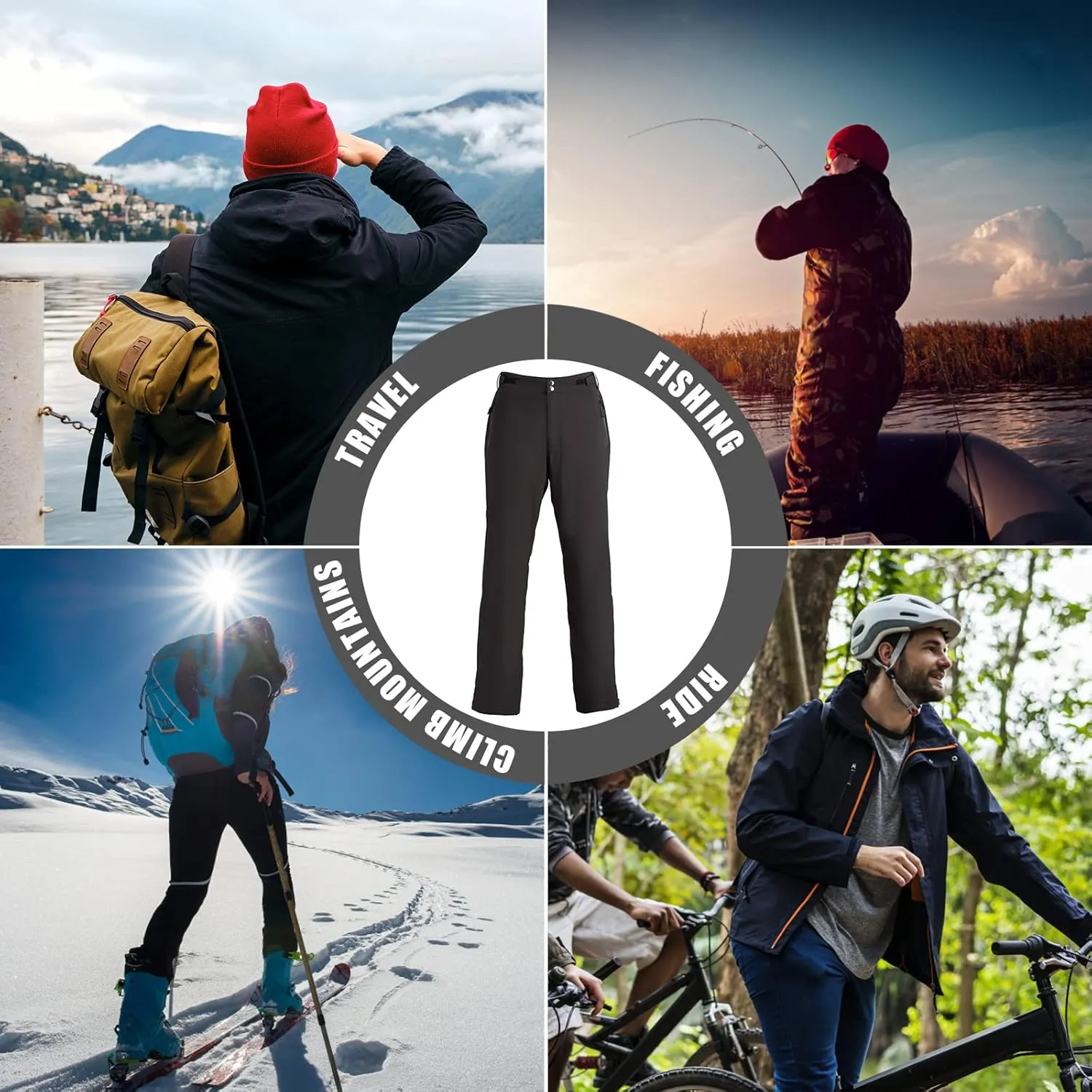K.E.J. Mens Golf Pants Waterproof Rain Pants Tactical Pants Golf Joggers Athletic Pants for Workout Running Hiking Camping