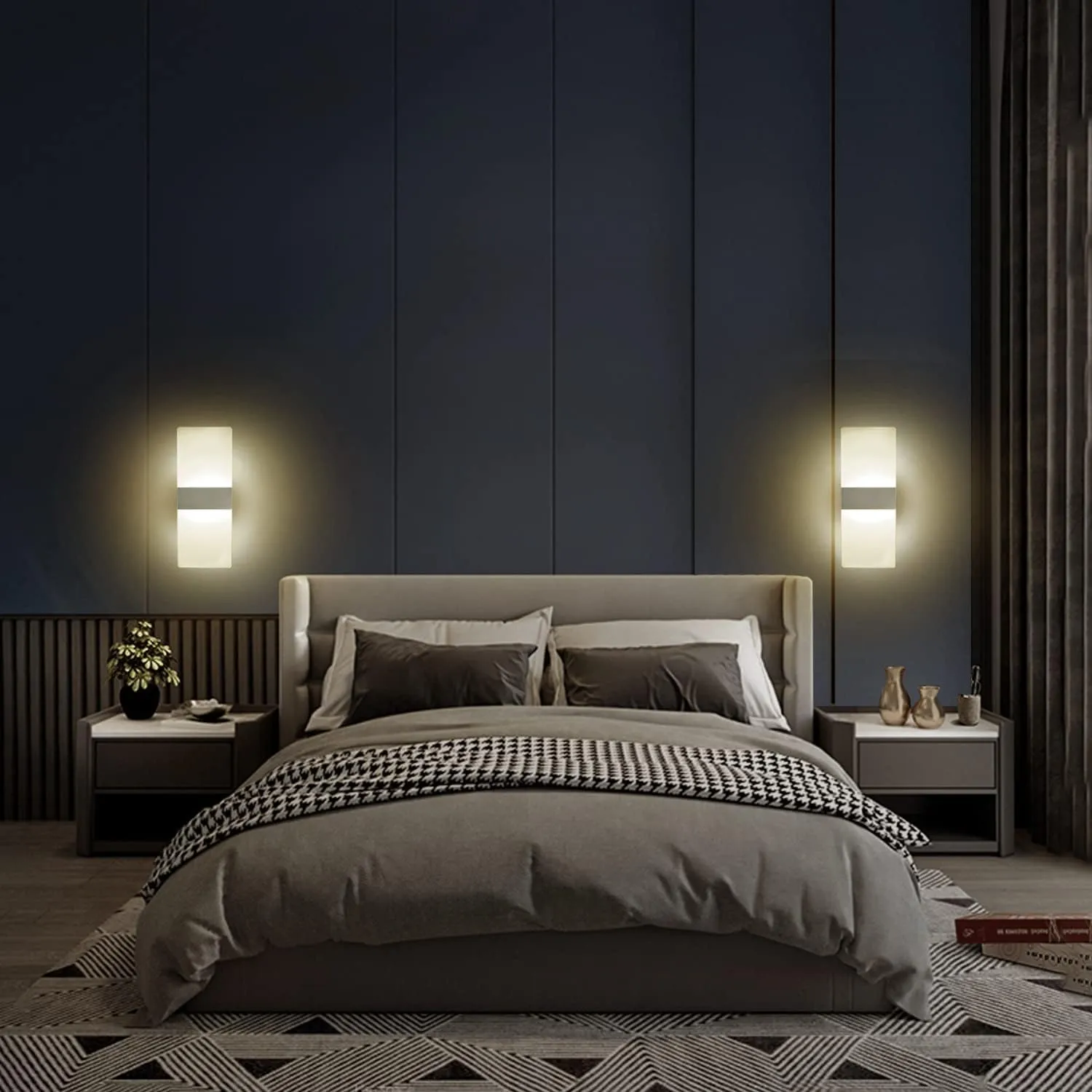 KICAAO Modern Wall Sconces Set of Two, Led Wall Light 10w, 2700k Warm Light Up Downlight, Hardwired Acrylic Wall Light Lighting, Suitable for Living Room Corridor Bedside (Warm Light 2700K 2Pack)