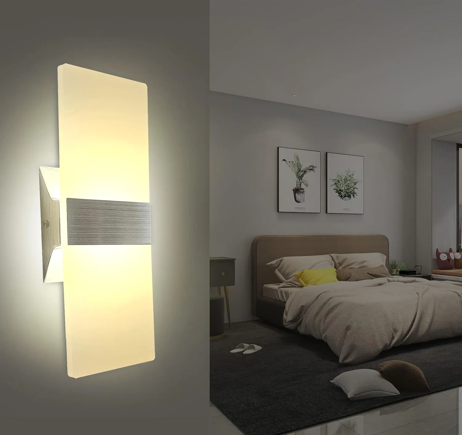 KICAAO Modern Wall Sconces Set of Two, Led Wall Light 10w, 2700k Warm Light Up Downlight, Hardwired Acrylic Wall Light Lighting, Suitable for Living Room Corridor Bedside (Warm Light 2700K 2Pack)