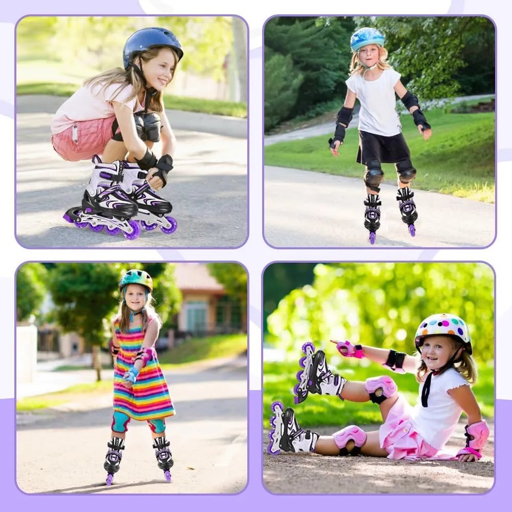 Kids Inline Skates for Boys and Girls, 4 Size Adjustable Inline Skates with All Light Up Wheels for Toddler Kids Beginner Outdoor Indoor Sport