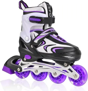 Kids Inline Skates for Boys and Girls, 4 Size Adjustable Inline Skates with All Light Up Wheels for Toddler Kids Beginner Outdoor Indoor Sport
