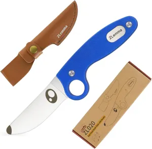 Kids Knife Boy Scout Knife with Educational Ring & Sheath & Rounded Tip - Whittling Knife Blue G10 Handle for Boys 8-12 First Сamping Cutting