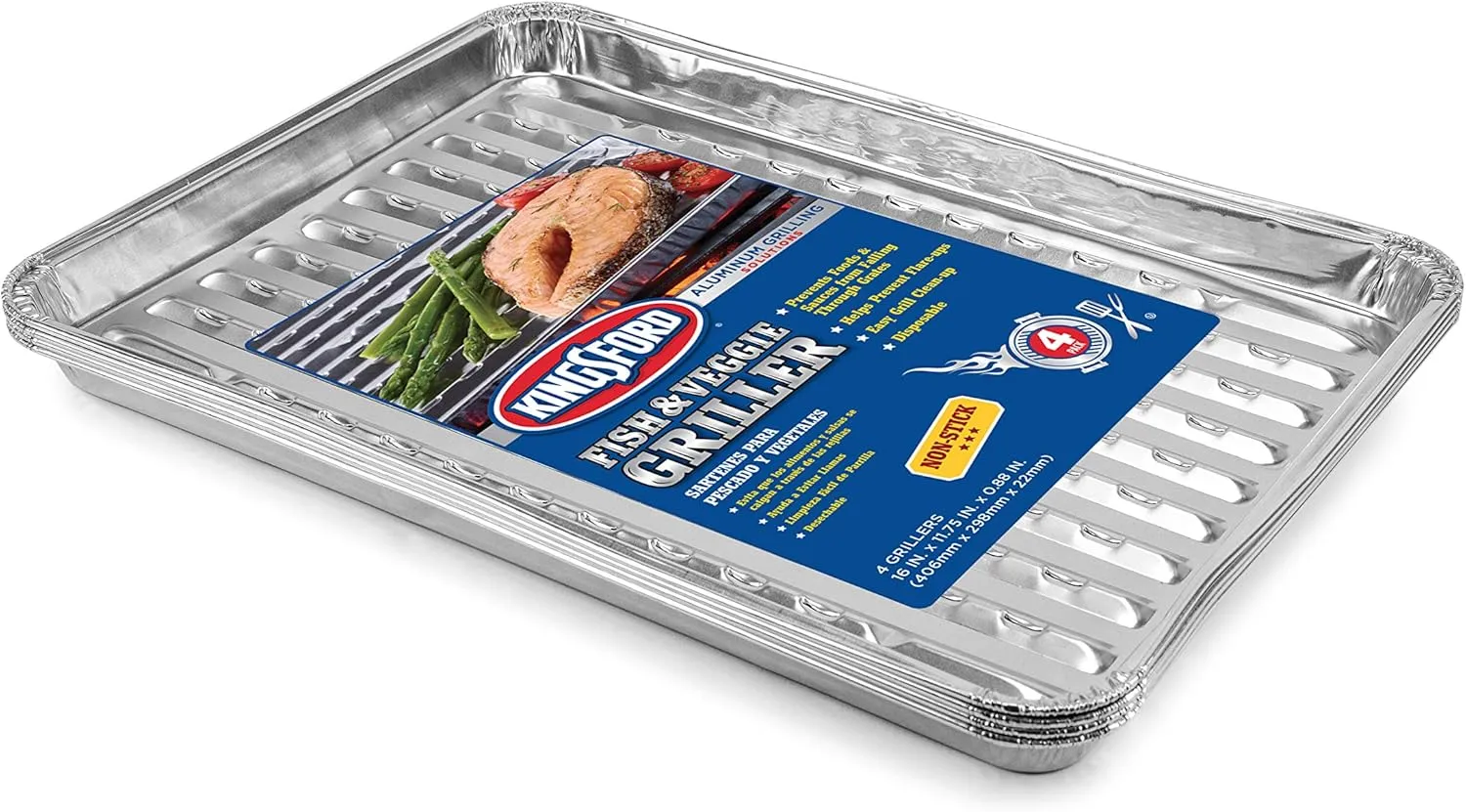 Kingsford Grilling Kingsford Fish and Veggie Aluminum Grill Liners | No More Food Falling Through Grill Grates | Kingsford Grill Accessories, BBQ Accessories | Non-Stick Disposable Grilling Liners