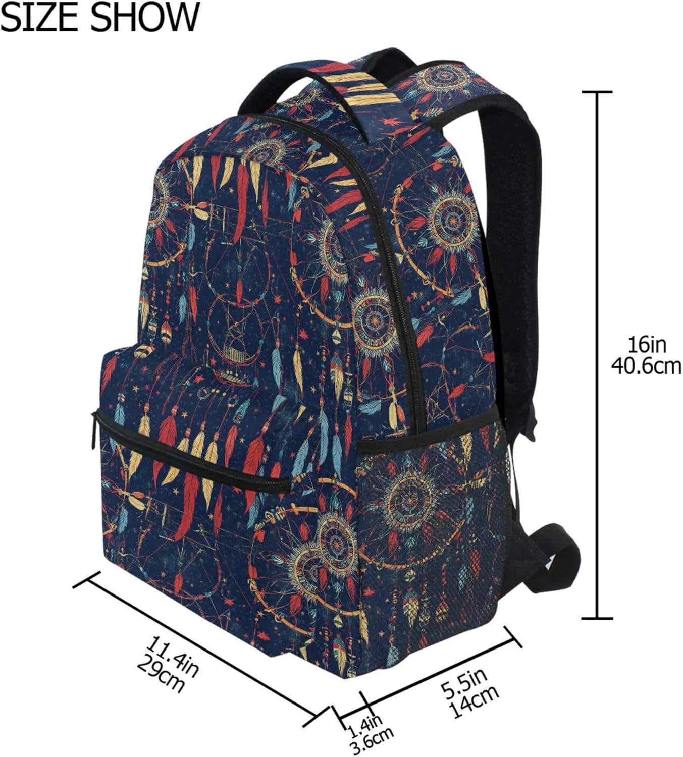 KLL Cute Backpack for Men Women Fashion Sports Backpack with Chest Strap for Business Work College Travel Trip Western Cowboy Dream Catcher Tribal Star Primitive Charm Sparkling