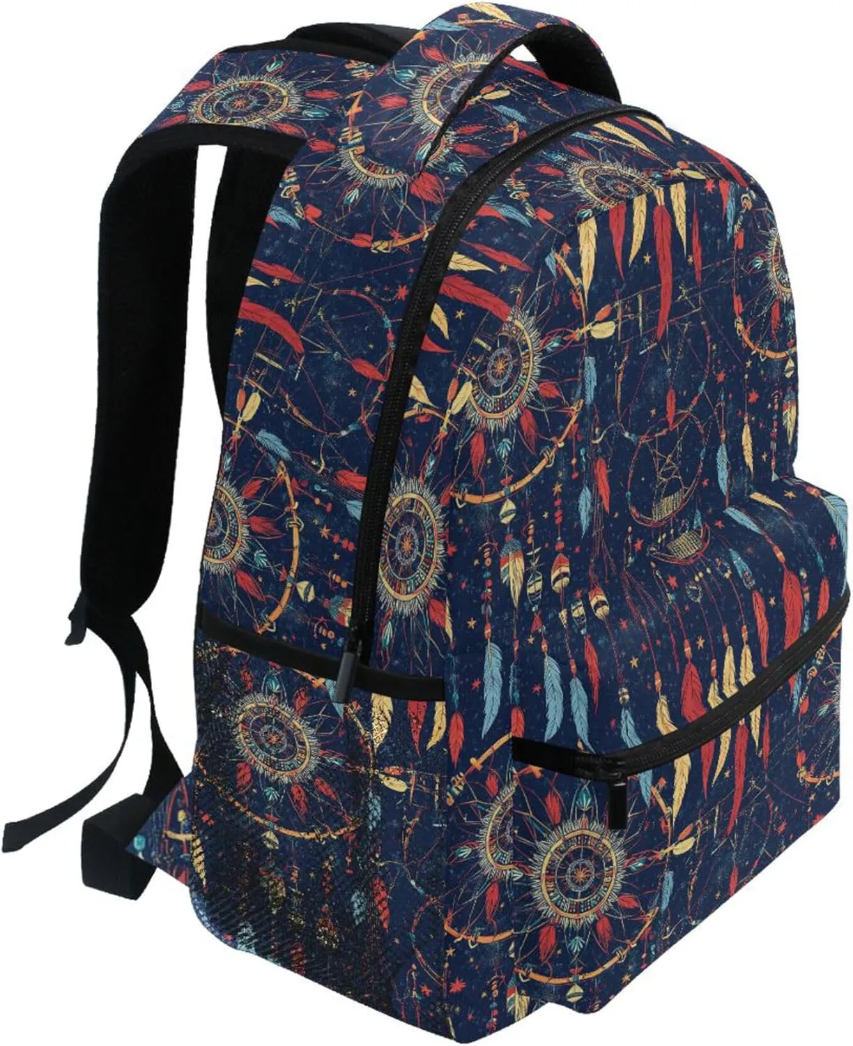 KLL Cute Backpack for Men Women Fashion Sports Backpack with Chest Strap for Business Work College Travel Trip Western Cowboy Dream Catcher Tribal Star Primitive Charm Sparkling