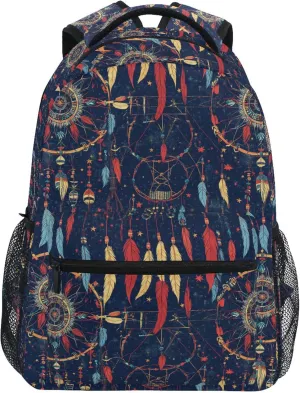 KLL Cute Backpack for Men Women Fashion Sports Backpack with Chest Strap for Business Work College Travel Trip Western Cowboy Dream Catcher Tribal Star Primitive Charm Sparkling