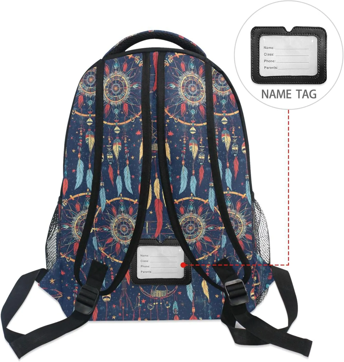 KLL Cute Backpack for Men Women Fashion Sports Backpack with Chest Strap for Business Work College Travel Trip Western Cowboy Dream Catcher Tribal Star Primitive Charm Sparkling