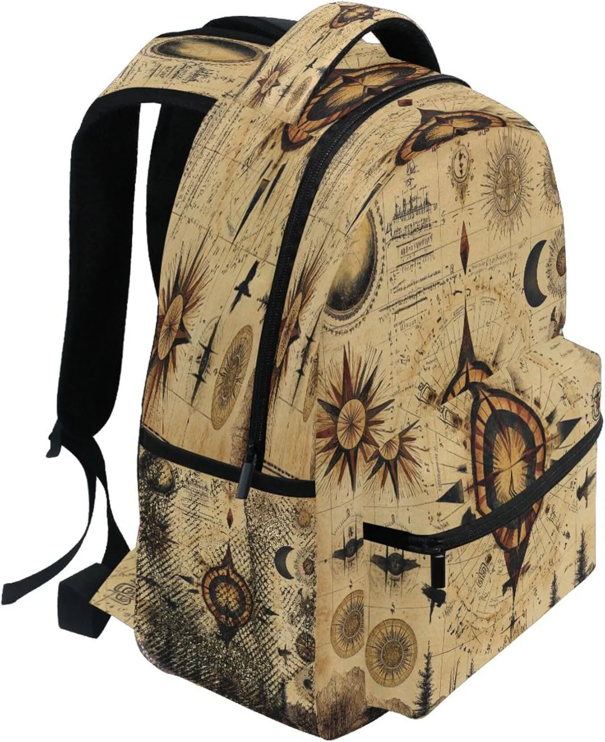 KLL Fun Backpack for Teacher Nurse Waterproof Personal Backpack with Chest Strap for Travel Trip Boho Vintage Geometric Pattern