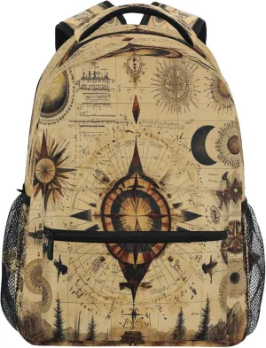 KLL Fun Backpack for Teacher Nurse Waterproof Personal Backpack with Chest Strap for Travel Trip Boho Vintage Geometric Pattern